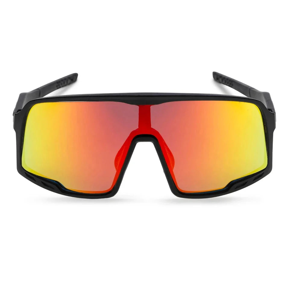 CHPO Henrik Sunglasses - Recycled Plastic Matte Black Red Mirror Sunglasses