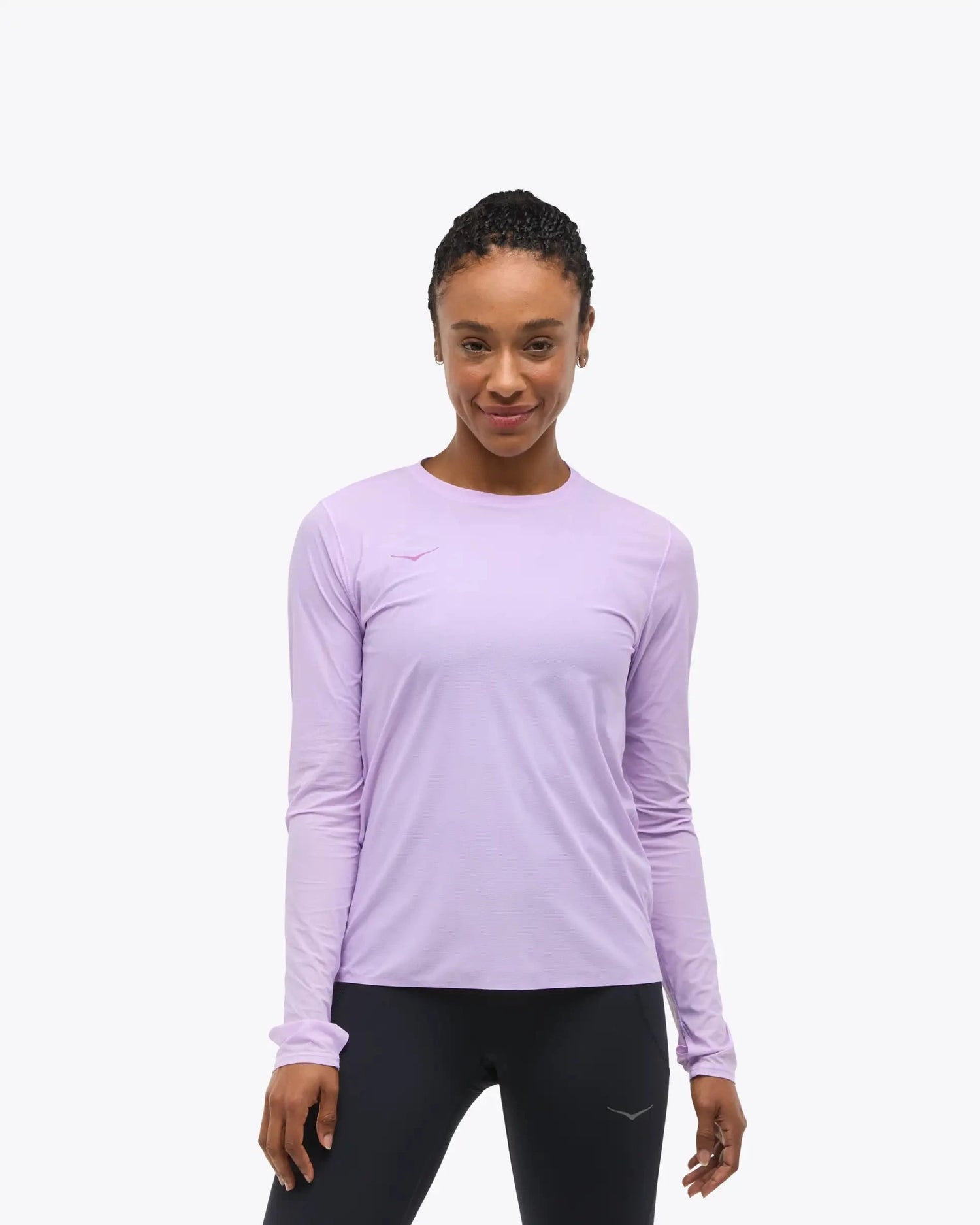 HOKA W's Airolite Run Long Sleeve Aster Flower Shirt