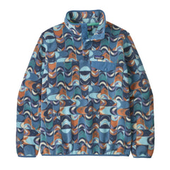 Patagonia W's Lightweight Synchilla Snap-T Fleece Pullover - Recycled Polyester Swallowtail Geo : Still Blue Shirt