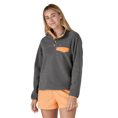 Patagonia W's Lightweight Synchilla Snap-T Fleece Pullover - Recycled Polyester Nickel w Vivid Apricot Shirt